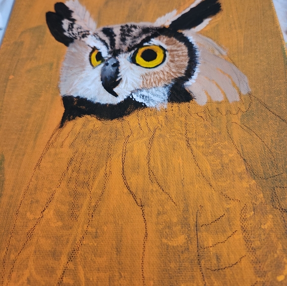 Original Signed acrylic paintings of Great Horned Owl - Picture 5 of 5